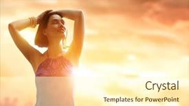  Presentation with girl scouts explorer summer - Colorful presentation design enhanced with girl is happy summer sun backdrop and a  colored foreground