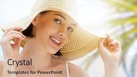  Presentation with girl scouts explorer summer - Audience pleasing PPT theme consisting of girl is happy summer sun backdrop and a  colored foreground