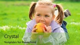  Presentation with going green - Slides featuring girl is laying on green background and a yellow colored foreground