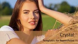  Presentation with sensuality woman black angel relaxing - Presentation design featuring girl is on the nature background and a coral colored foreground