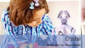  Presentation with robot programming - Slide deck featuring girl is programming own tech background and a teal colored foreground