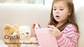  Presentation with toy story - PPT layouts consisting of girl is reading a story background and a lemonade colored foreground