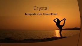  Presentation with posture - Slides enhanced with girl is standing yoga posture beautiful sunset background and a gold colored foreground