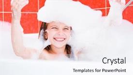  Presentation with foam - Slide deck with girl is taking a bath background and a  colored foreground