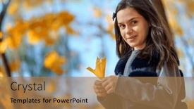  Presentation with maple - PPT layouts featuring girl-is-walking background and a coral colored foreground