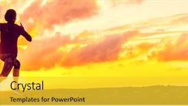  Presentation with exercise sport - Cool new slide set with girl jogging on trail road backdrop and a yellow colored foreground