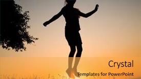  Presentation with african american teenager girl - Audience pleasing slide set consisting of girl jumping in the setting backdrop and a  colored foreground