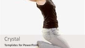  Presentation with joy - Cool new slide deck with girl jumping of joy over white backdrop and a light gray colored foreground