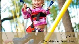  Presentation with tyre rubber waste - Slide deck consisting of girl jumping on the trampoline background and a coral colored foreground