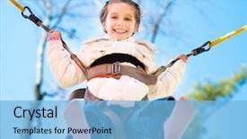  Presentation with rubber - Slide set enhanced with girl jumping on the trampoline background and a light blue colored foreground