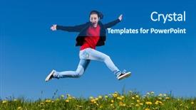  Presentation with girl teens - Audience pleasing theme consisting of girl jumping outdoor backdrop and a ocean colored foreground