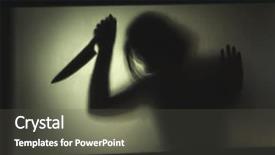  Presentation with murder killer - Slide deck with girl killer with a knife background and a dark gray colored foreground