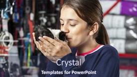  Presentation with guinea pig - Slide set consisting of girl kissing guinea pig at pet store background and a navy blue colored foreground