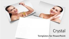  Presentation with youth skin care concept beige - Colorful PPT theme enhanced with girl laying on the surface backdrop and a white colored foreground