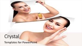  Presentation with skin care - Audience pleasing PPT theme consisting of girl laying on the surface backdrop and a lemonade colored foreground