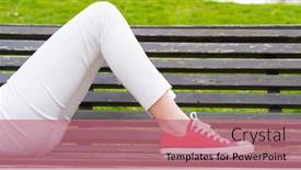  Presentation with lays - Cool new presentation with girl-lays-on-a-bench backdrop and a coral colored foreground