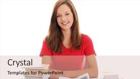  Presentation with teen girl - Slides with girl learning at the desk background and a  colored foreground