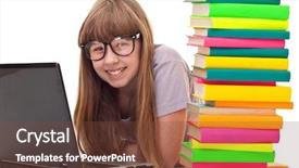  Presentation with exam - Presentation design having girl learning for exam background and a tawny brown colored foreground