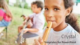  Presentation with summer camp - Audience pleasing PPT theme consisting of girl-learns-to-play backdrop and a coral colored foreground