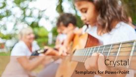  Presentation with summer camp show - Slides enhanced with girl-learns-to-play background and a coral colored foreground