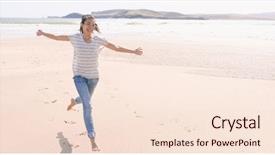  Presentation with holiday destination - Cool new PPT theme with girl life happiness panoramic banner backdrop and a lemonade colored foreground