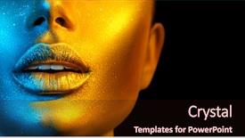  Presentation with glowing skin - Beautiful presentation design featuring girl lips mouth trendy glowing backdrop and a wine colored foreground
