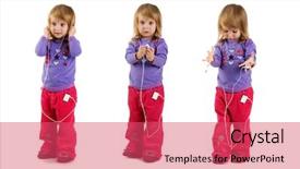  Presentation with audio tape in music studio - Amazing presentation theme having girl listen to the music backdrop and a red colored foreground