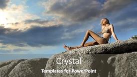  Presentation with rock music - Audience pleasing theme consisting of girl listening music on a sea rock backdrop and a dark gray colored foreground