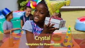  Presentation with listening - Cool new presentation theme with girl listening to gift box backdrop and a  colored foreground