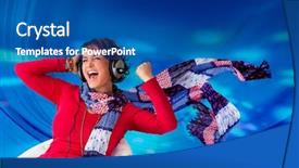  Presentation with heartbeat music - Audience pleasing PPT theme consisting of girl listening to good music backdrop and a ocean colored foreground