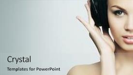  Presentation with pretty girl - Cool new slide set with girl listening to the music backdrop and a light gray colored foreground