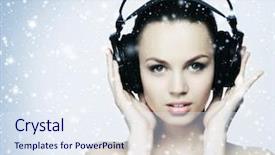  Presentation with listening - Audience pleasing slide deck consisting of girl listening to the music backdrop and a sky blue colored foreground