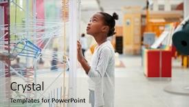  Presentation with black girl - Cool new presentation design with girl looking at a science backdrop and a light gray colored foreground