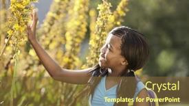  Presentation with flowers - Cool new presentation with girl-looking-at-flowers backdrop and a tawny brown colored foreground