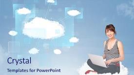  Presentation with modern - Amazing presentation having girl looking at modern cloud backdrop and a  colored foreground