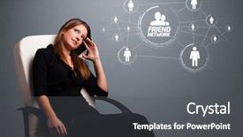  Presentation with social - Presentation theme featuring girl looking at modern social background and a dark gray colored foreground