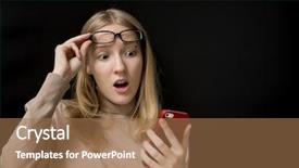  Presentation with bad news - Audience pleasing theme consisting of girl looking at phone seeing backdrop and a coral colored foreground