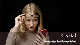  Presentation with bad news - Theme having girl looking at phone seeing background and a wine colored foreground