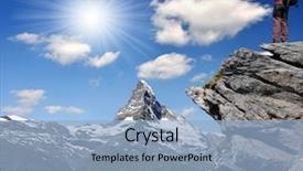  Presentation with alps - Beautiful theme featuring top view serene young - girl looking at the beautiful backdrop and a light blue colored foreground