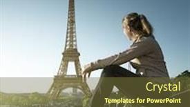  Presentation with eiffel tower paris france - Theme having girl looking at the eiffel tower in sunrise time paris france background and a tawny brown colored foreground