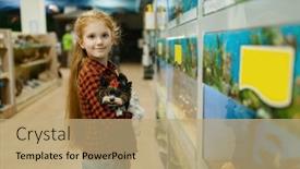  Presentation with fishes - Slide deck consisting of girl-looking-on-fishes background and a coral colored foreground