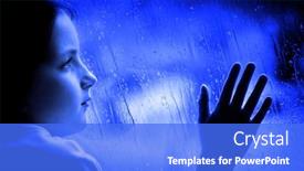  Presentation with rainy day - Amazing presentation having girl looking out window on rainy day sad depressed feeling lonely backdrop and a cobalt blue colored foreground