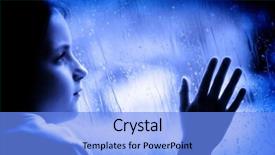  Presentation with rainy day - Cool new PPT theme with girl looking out window on a rainy day backdrop and a light blue colored foreground