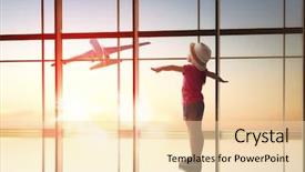  Presentation with plane - Amazing PPT theme having girl looks at a plane backdrop and a lemonade colored foreground