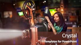  Presentation with projector - Theme featuring  background and a  colored foreground.