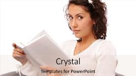  Presentation with book - PPT theme having girl looks in the book background and a  colored foreground