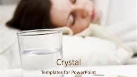  Presentation with medicines - Cool new presentation theme with girl-lying-near-sick-medicines backdrop and a sky blue colored foreground