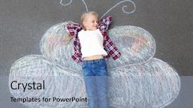  Presentation with insect - Theme consisting of girl lying on chalk drawing background and a light blue colored foreground