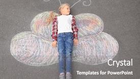  Presentation with coach chalk - Colorful PPT theme enhanced with girl lying on chalk drawing backdrop and a gray colored foreground