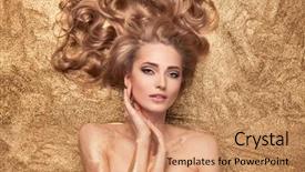  Presentation with gold glitter - PPT layouts having girl lying on golden glitter background and a coral colored foreground